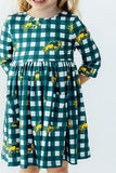 North Dakota State University Plaid Bison 3/4 Sleeve Pocket Twirl Dress - Aaria Tees Aaria Tees