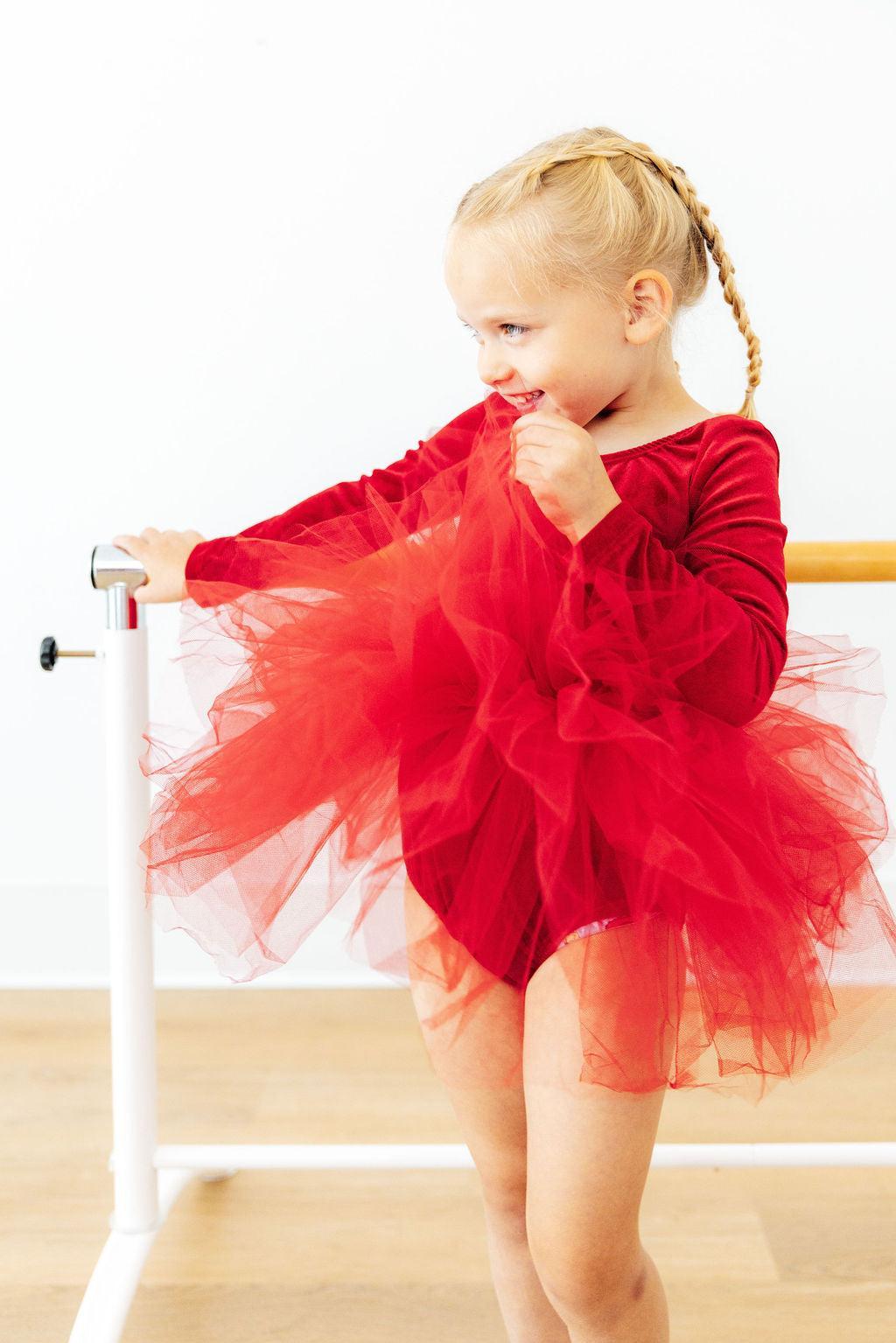 Red Velvet L/S Tutu Leotard - Aaria Tees Aaria Tees