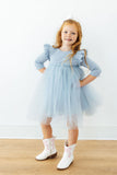 Bluebird Shimmer 3/4 Sleeve Tutu Dress - Aaria Tees Aaria Tees