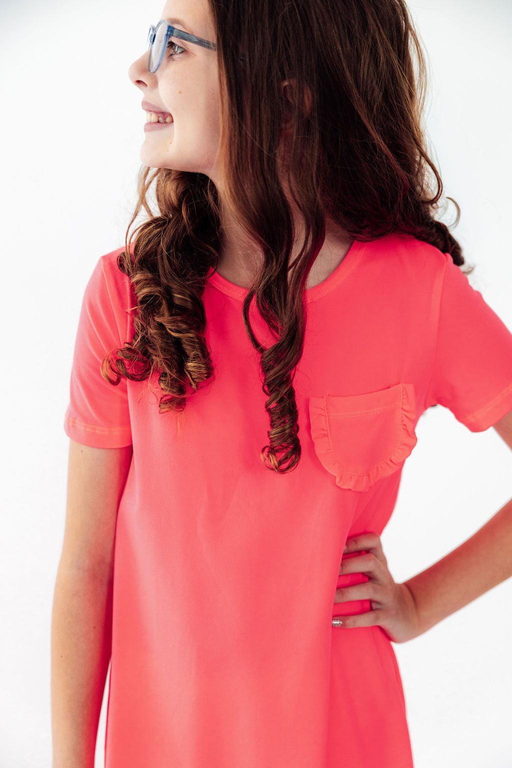 Neon Pink T-Shirt Dress - Aaria Tees Aaria Tees