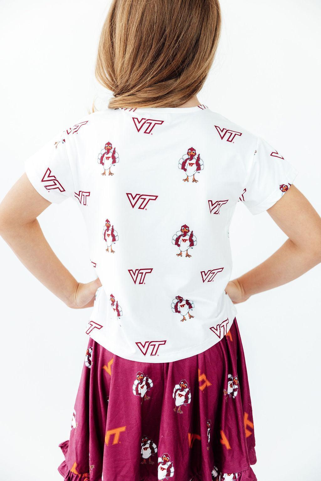 Virginia Tech White Hokie Ruffle Pocket Tee - Aaria Tees Aaria Tees