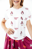 Virginia Tech White Hokie Ruffle Pocket Tee - Aaria Tees Aaria Tees