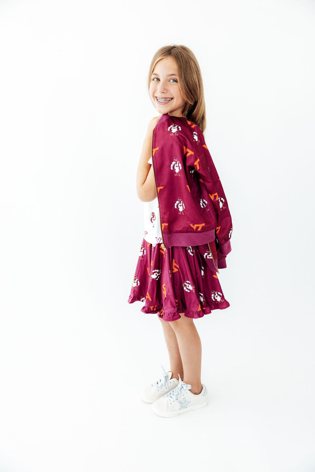 Virginia Tech Maroon Hokie Ruffle Twirl Skort - Aaria Tees Aaria Tees