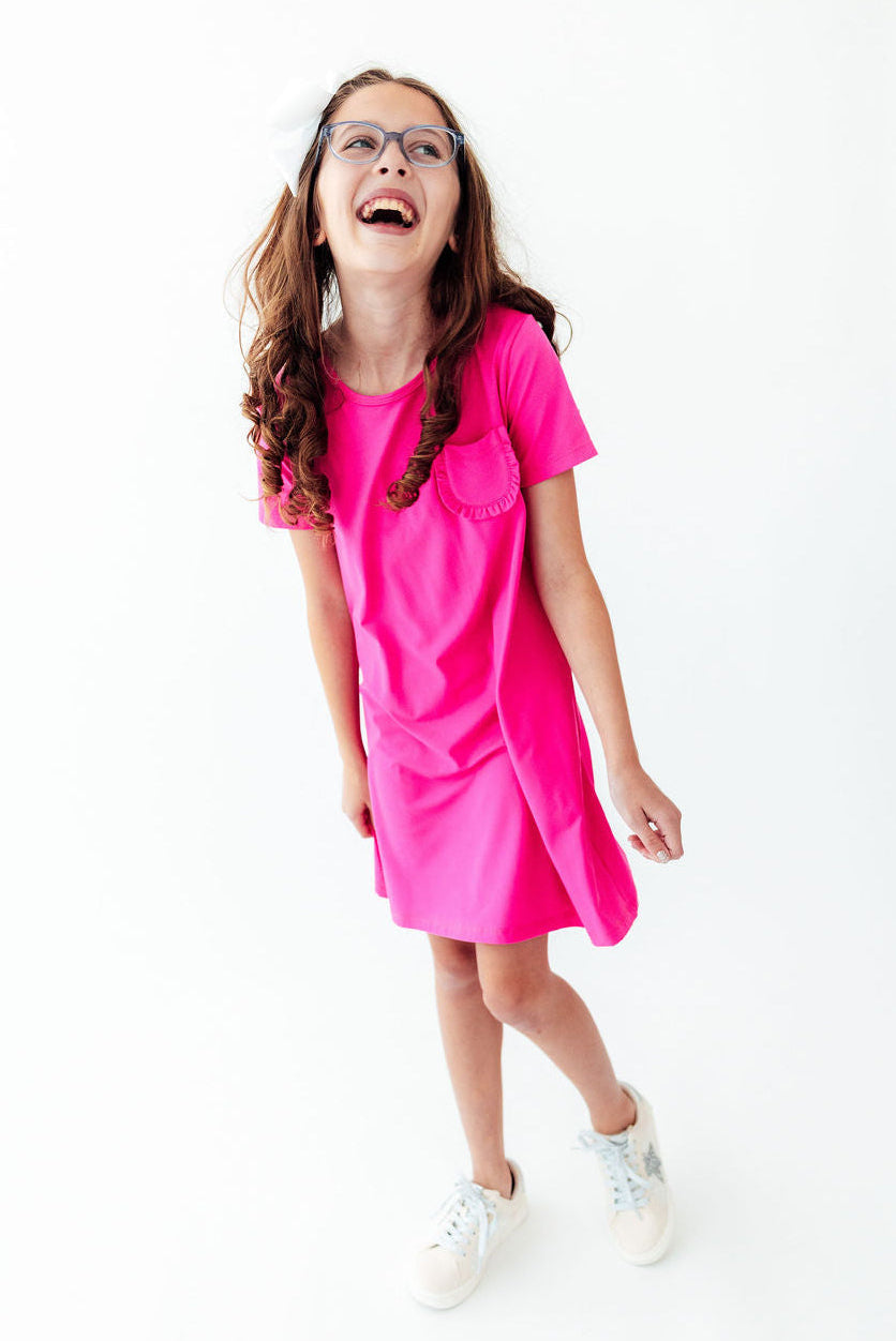 Hot Pink T-Shirt Dress - Aaria Tees Aaria Tees
