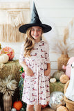 Happy Howl-oween 3/4 Sleeve Pocket Twirl Dress - Aaria Tees Aaria Tees