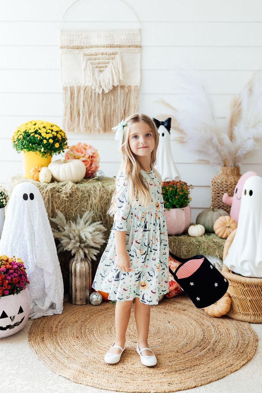Ghouls Rule 3/4 Sleeve Pocket Twirl Dress - Aaria Tees Aaria Tees