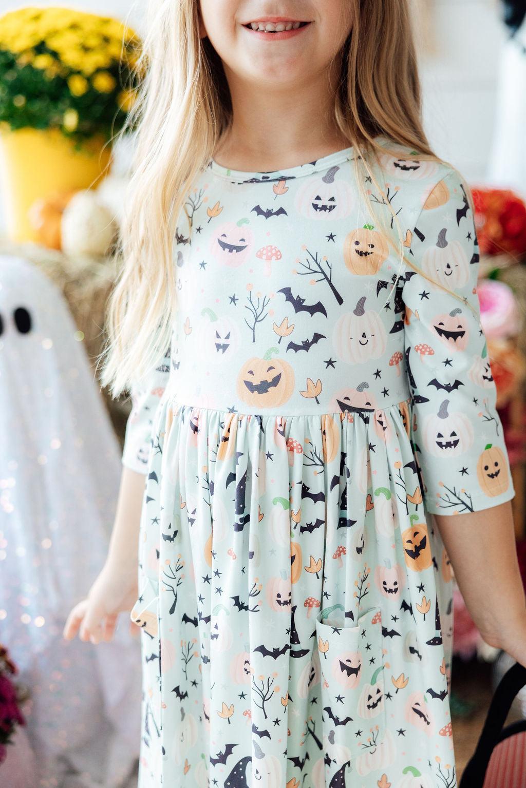 Ghouls Rule 3/4 Sleeve Pocket Twirl Dress - Aaria Tees Aaria Tees