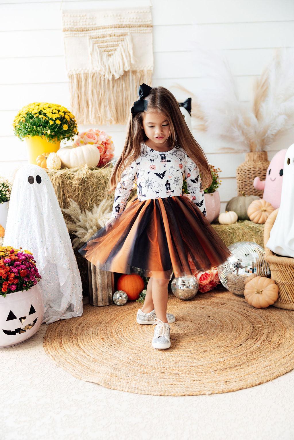Boo-tiful Halloween L/S Tutu Dress - Aaria Tees Aaria Tees