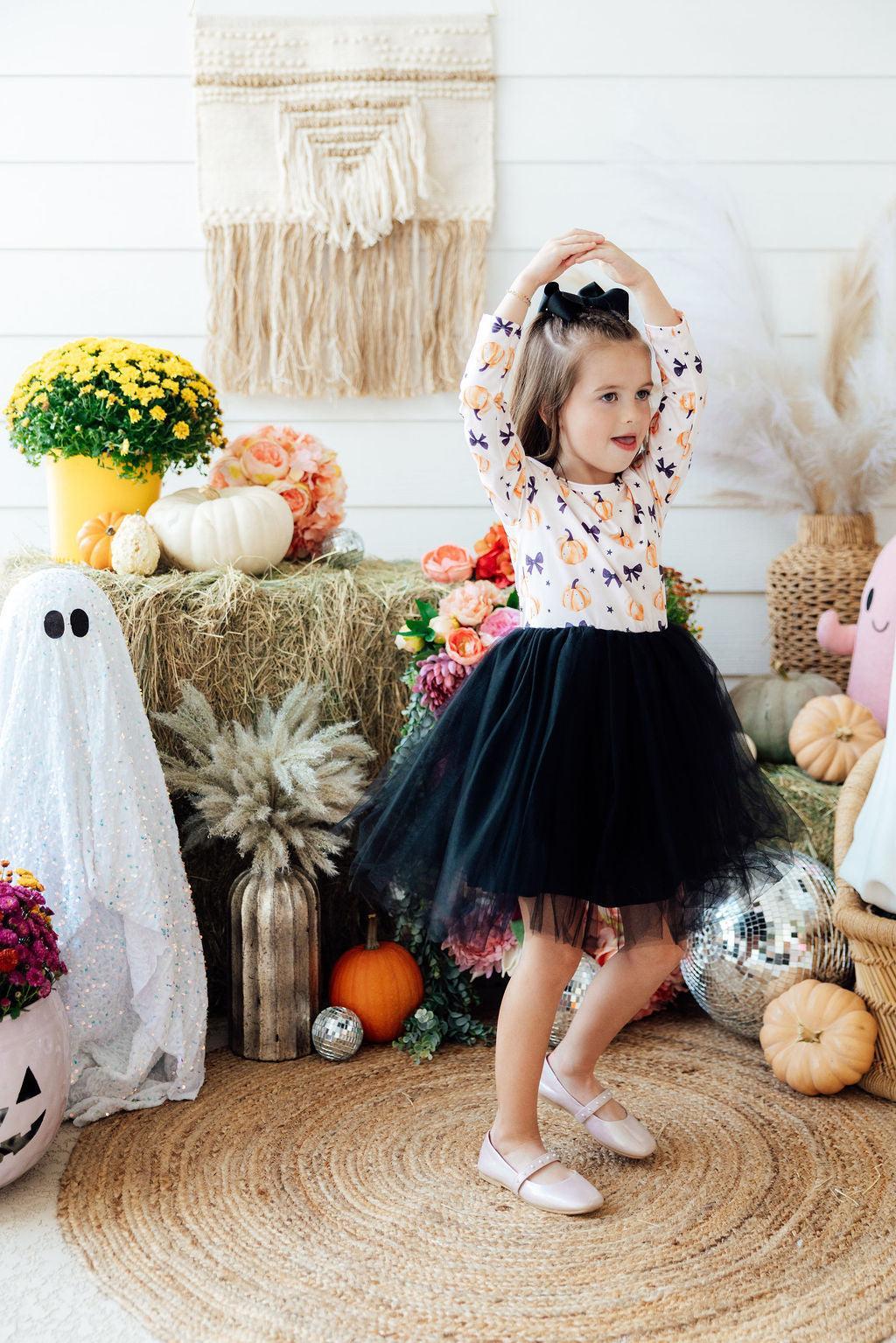 Pretty in Pumpkin L/S Tutu Dress - Aaria Tees Aaria Tees