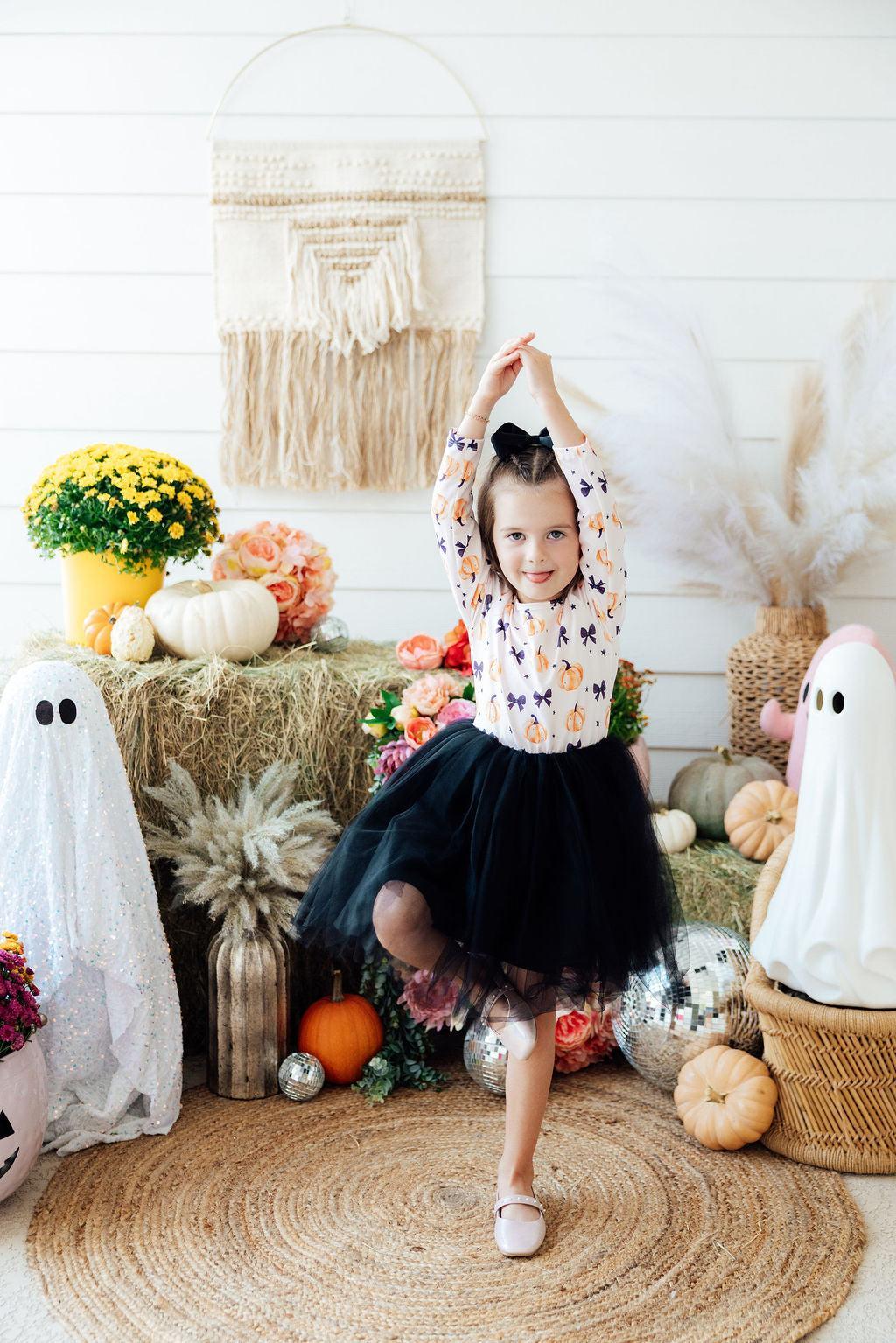 Pretty in Pumpkin L/S Tutu Dress - Aaria Tees Aaria Tees