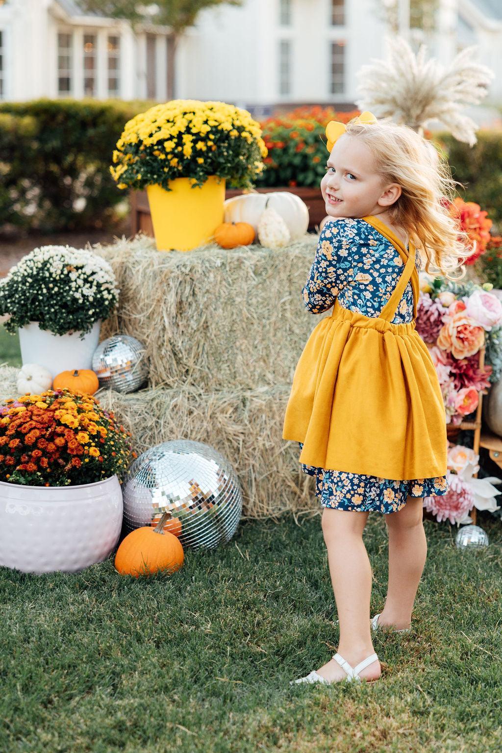 Mustard Faux Suede Pinafore - Aaria Tees Aaria Tees