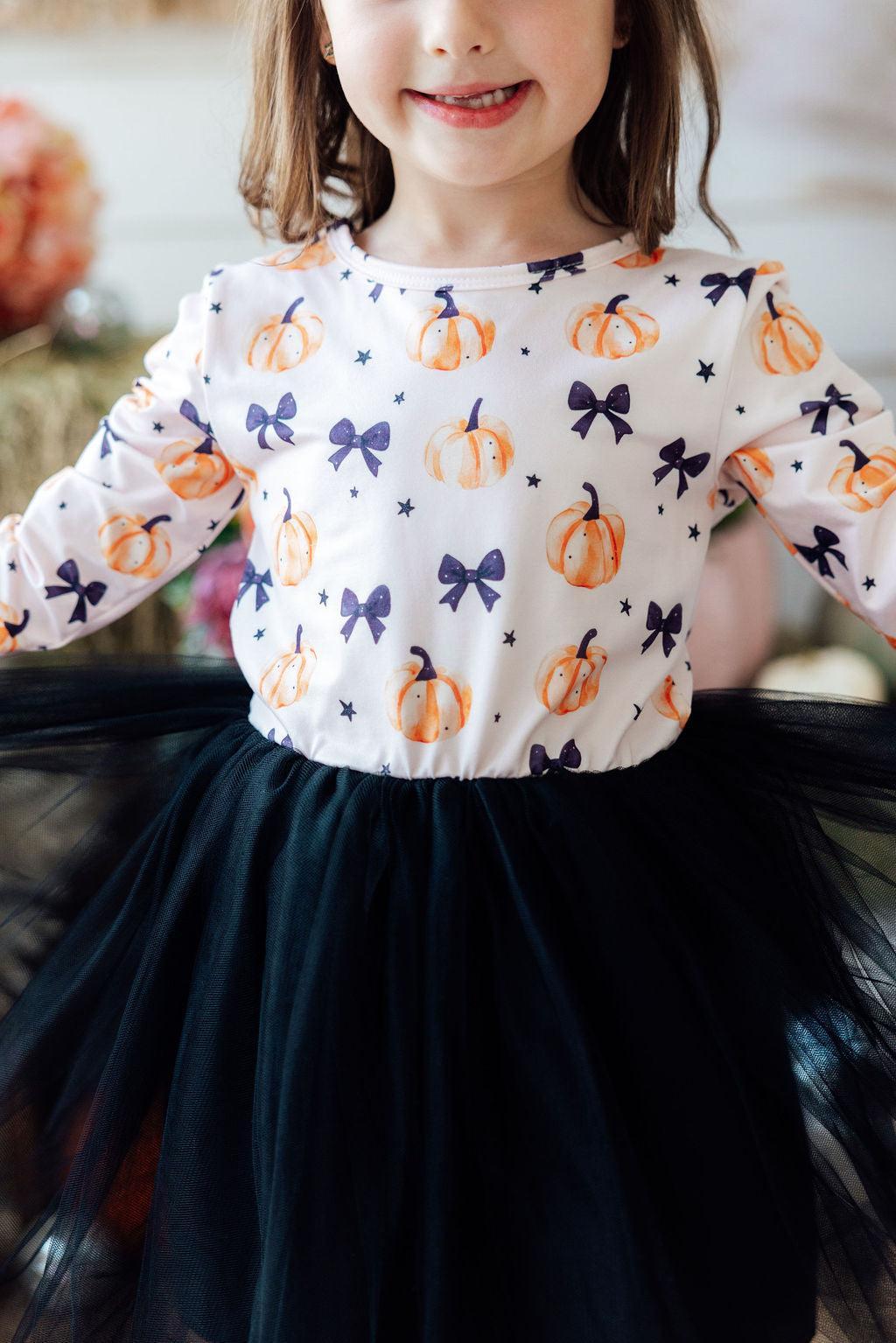 Pretty in Pumpkin L/S Tutu Dress - Aaria Tees Aaria Tees