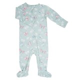 Mint Butterfly Daisy Bamboo Zipper Footie Aaria Tees