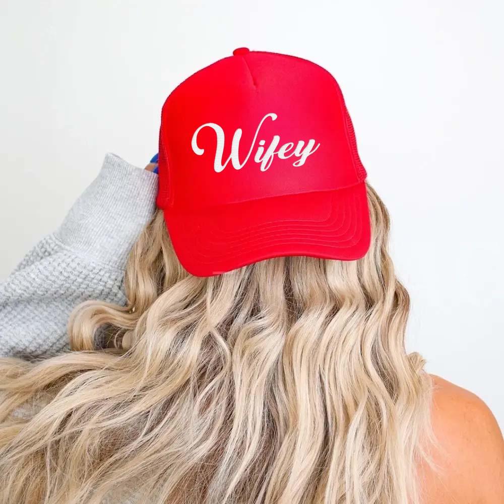 Embroidered Wifey Trucker Hat – Classic Mesh Cap for Wedding or Anniversary - Aaria Tees Aaria Tees