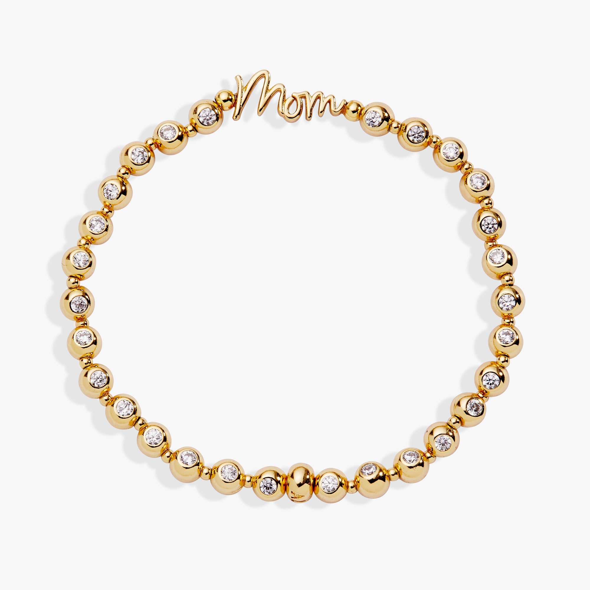 Mom Elongated Crystal Stretch Bracelet - Aaria Tees Aaria Tees