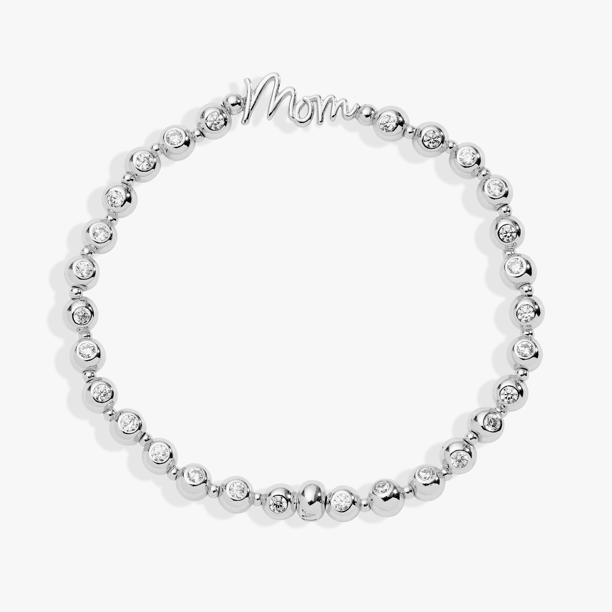 Mom Elongated Crystal Stretch Bracelet - Aaria Tees Aaria Tees