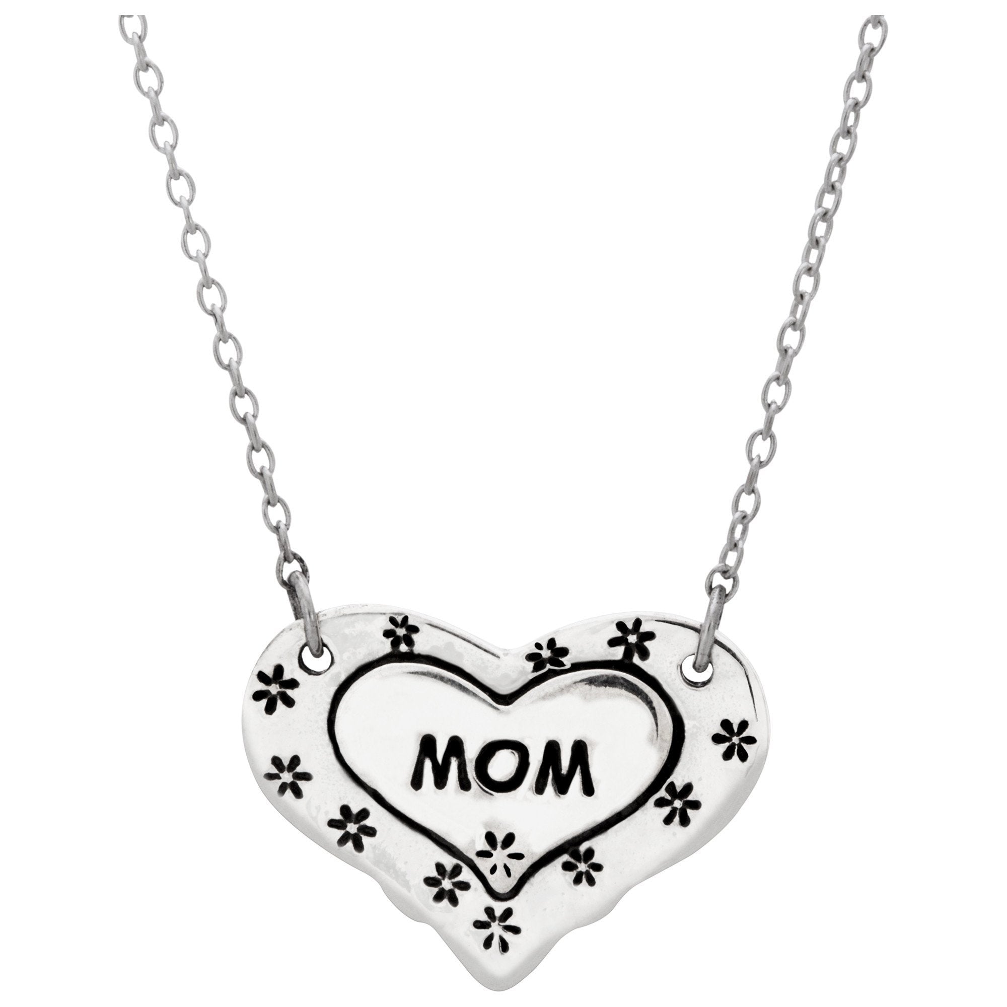 Mom Floral Heart Sterling Necklace - Aaria Tees Aaria Tees