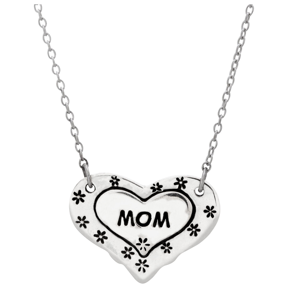 Mom Floral Heart Sterling Necklace - Aaria Tees