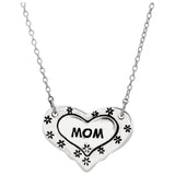Mom Floral Heart Sterling Necklace - Aaria Tees Aaria Tees