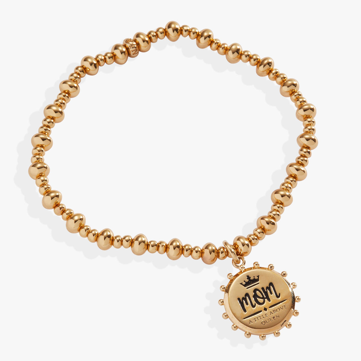 'Mom, A Title Above Queen' Beaded Stretch Charm Bracelet - Aaria Tees