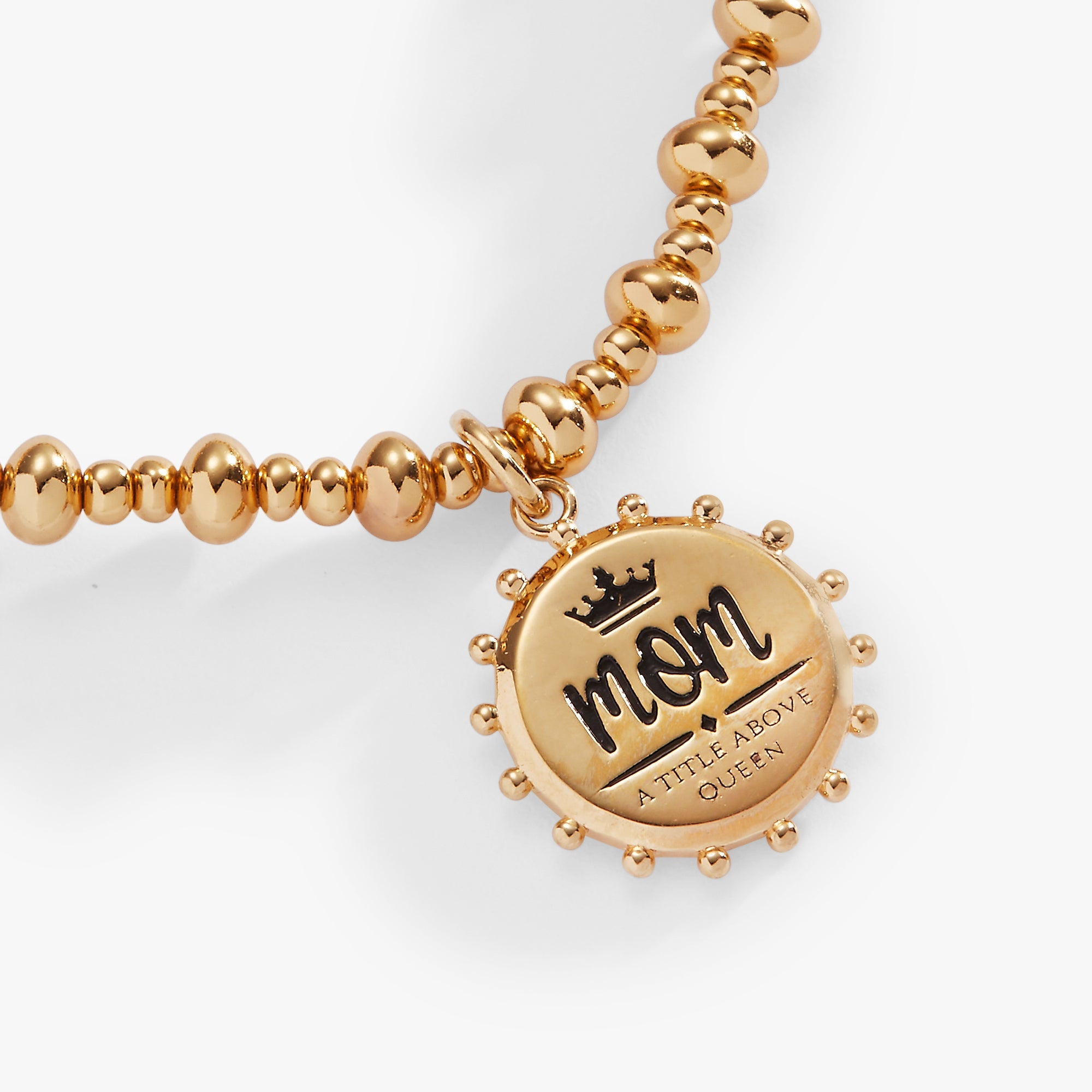 'Mom, A Title Above Queen' Beaded Stretch Charm Bracelet - Aaria Tees Aaria Tees