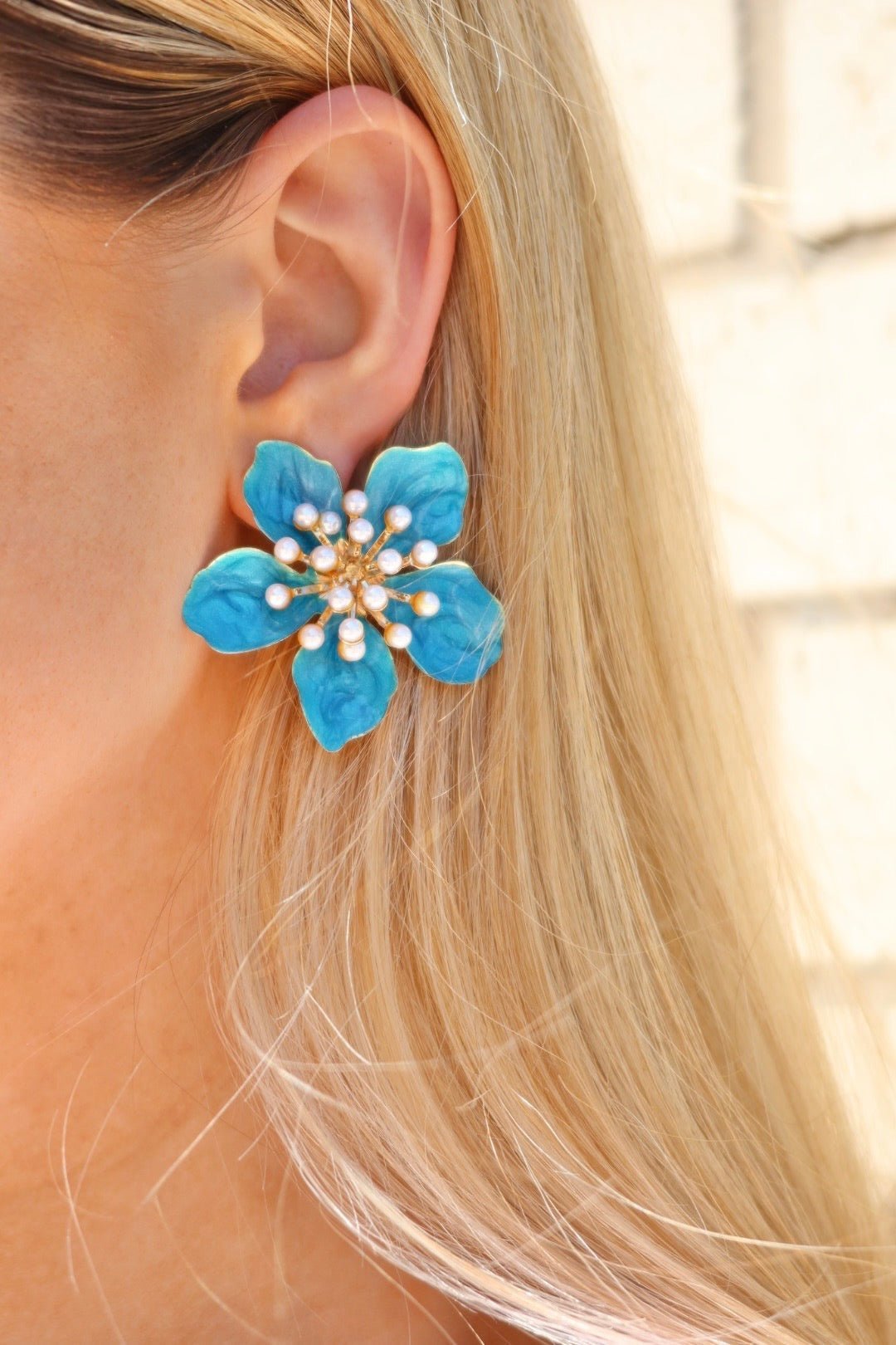 Monroe Statement Earrings - Blue - Aaria Tees Aaria Tees