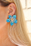 Monroe Statement Earrings - Blue - Aaria Tees Aaria Tees
