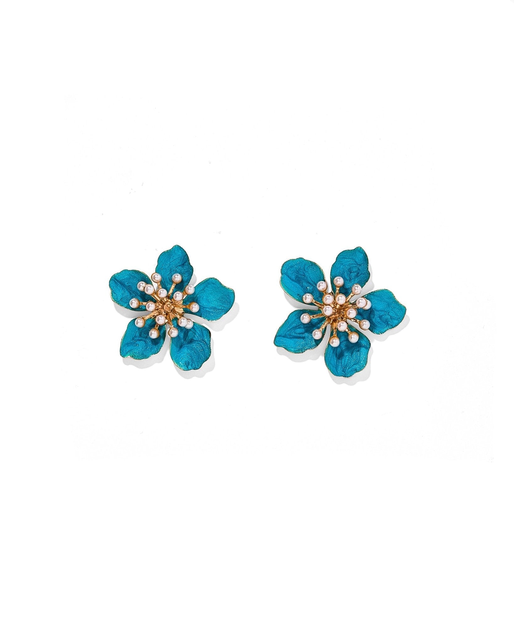 Monroe Statement Earrings - Blue - Aaria Tees Aaria Tees