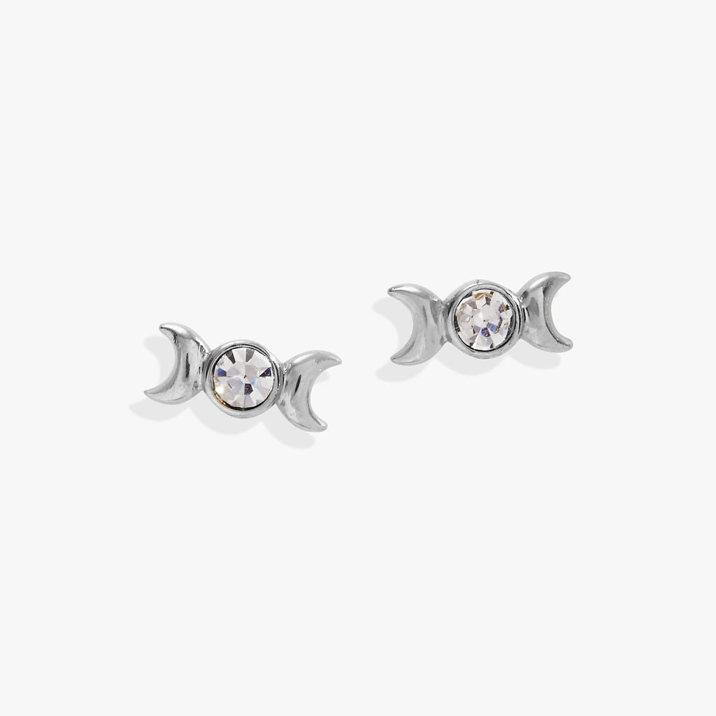 Crystal Lunar Phase Mini Stud Earrings - Aaria Tees Aaria Tees