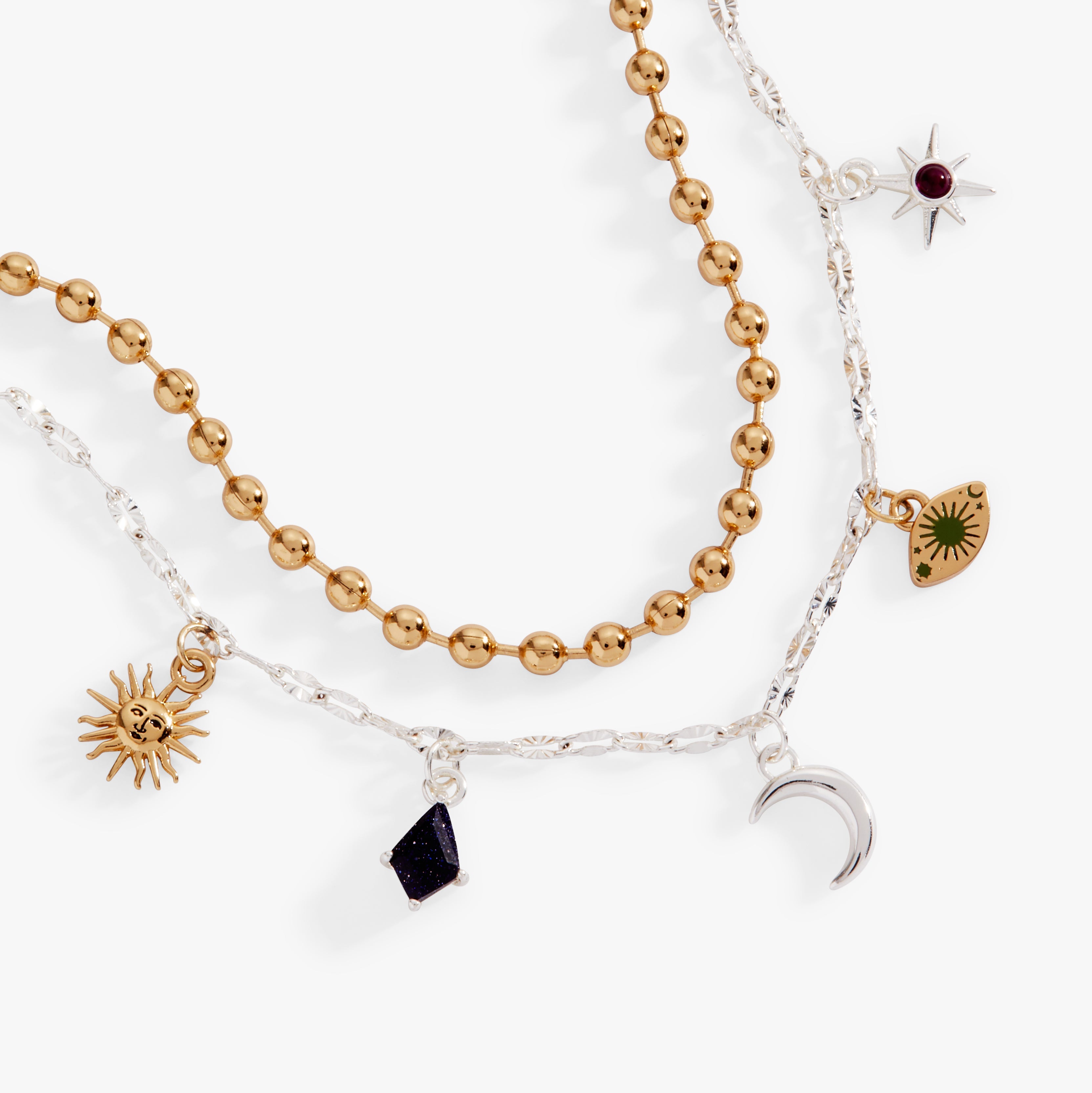 Moon Magic 2 Row Charm Bracelet - Aaria Tees Aaria Tees