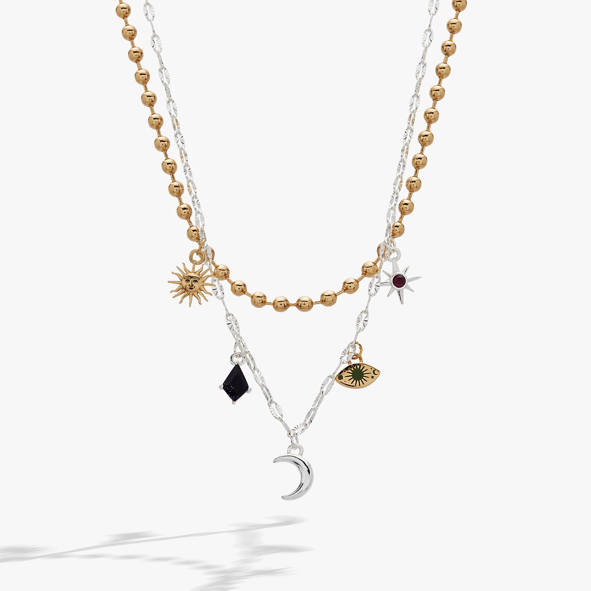 Moon Magic 2 Row Charm Necklace - Aaria Tees Aaria Tees