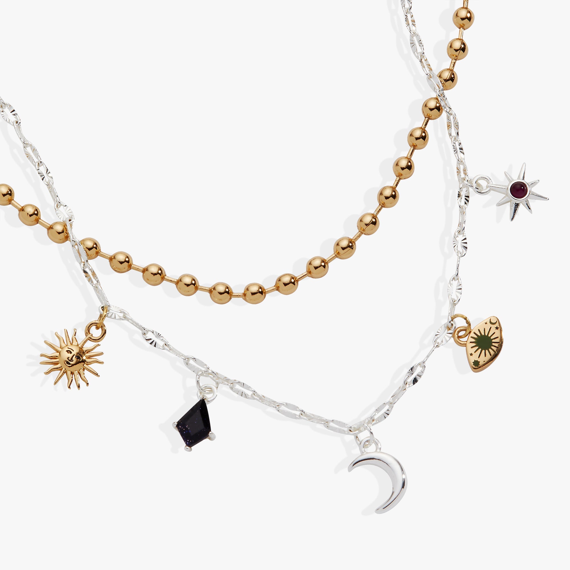 Moon Magic 2 Row Charm Necklace - Aaria Tees Aaria Tees