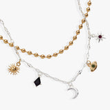 Moon Magic 2 Row Charm Necklace - Aaria Tees Aaria Tees