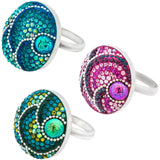 Mosaic Crystals Adjustable Sterling Ring - Aaria Tees Aaria Tees