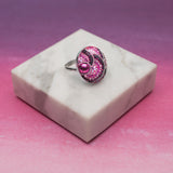 Mosaic Crystals Adjustable Sterling Ring - Aaria Tees Aaria Tees