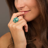 Mosaic Crystals Adjustable Sterling Ring - Aaria Tees Aaria Tees