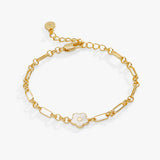 Mother Of Pearl Daisy Charm Chain Bracelet - Aaria Tees Aaria Tees