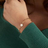 Mother Of Pearl Daisy Charm Chain Bracelet - Aaria Tees Aaria Tees