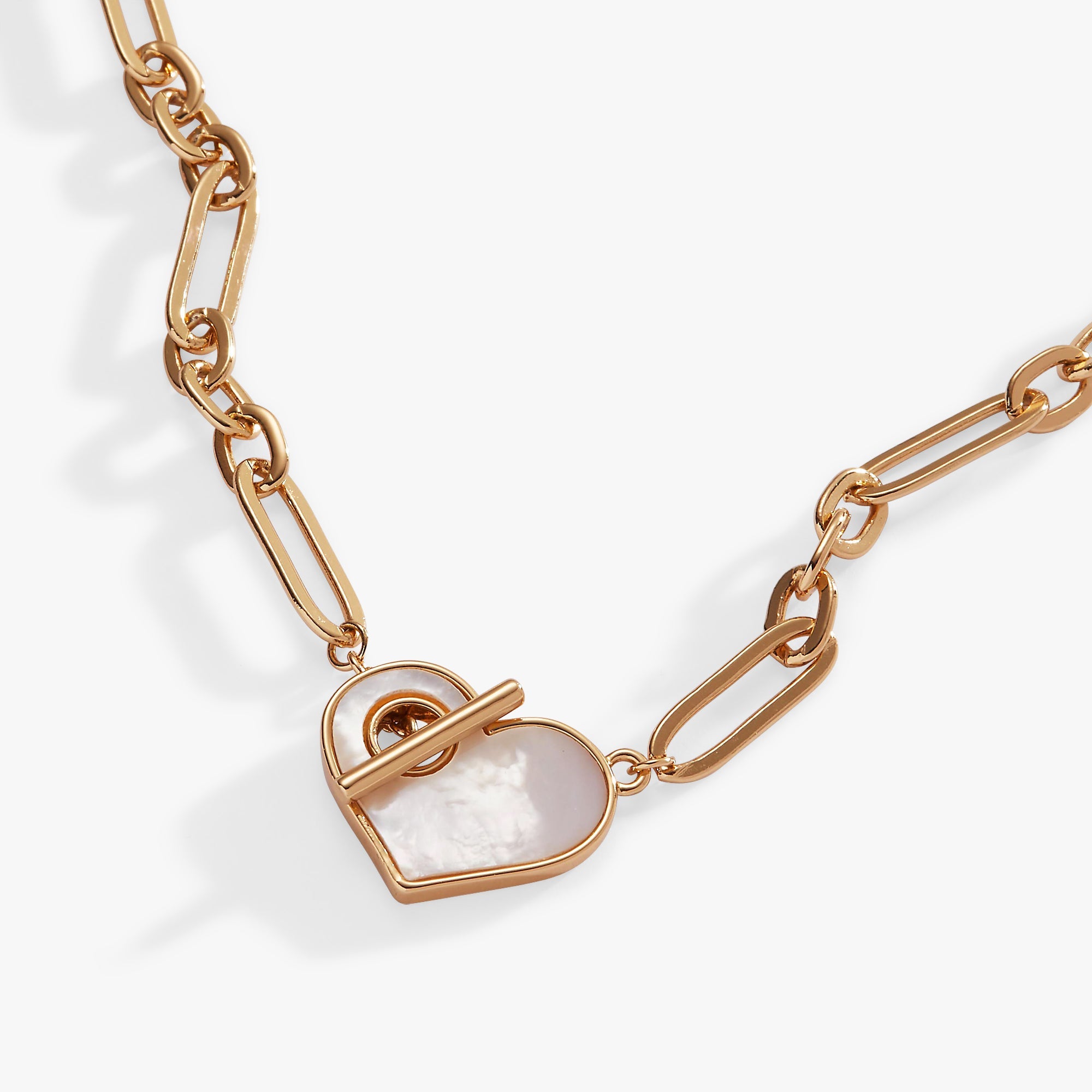 Heart Mother of Pearl Toggle Necklace - Aaria Tees Aaria Tees