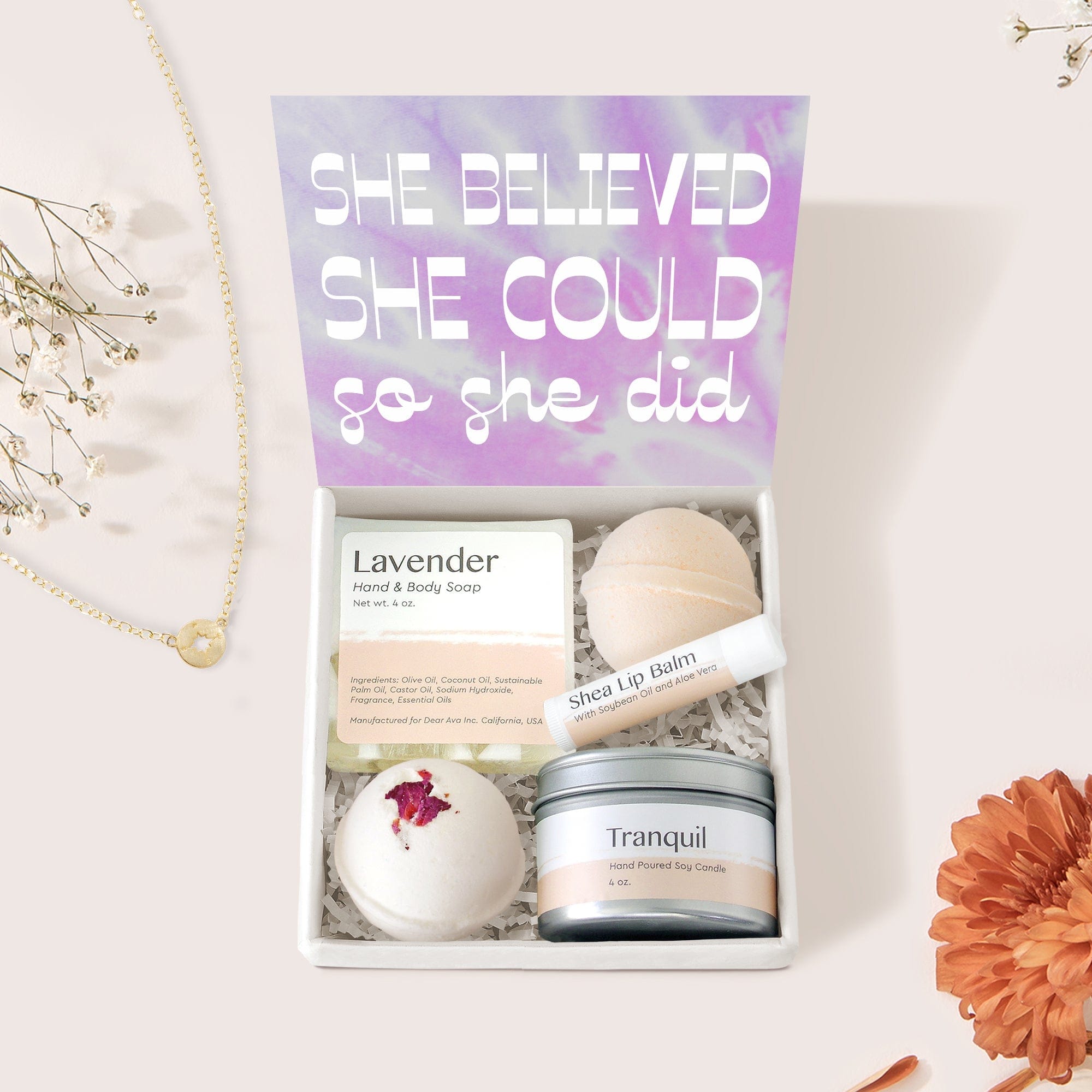 Motivational Compass Necklace Spa Gift Box Set - Aaria Tees Aaria Tees