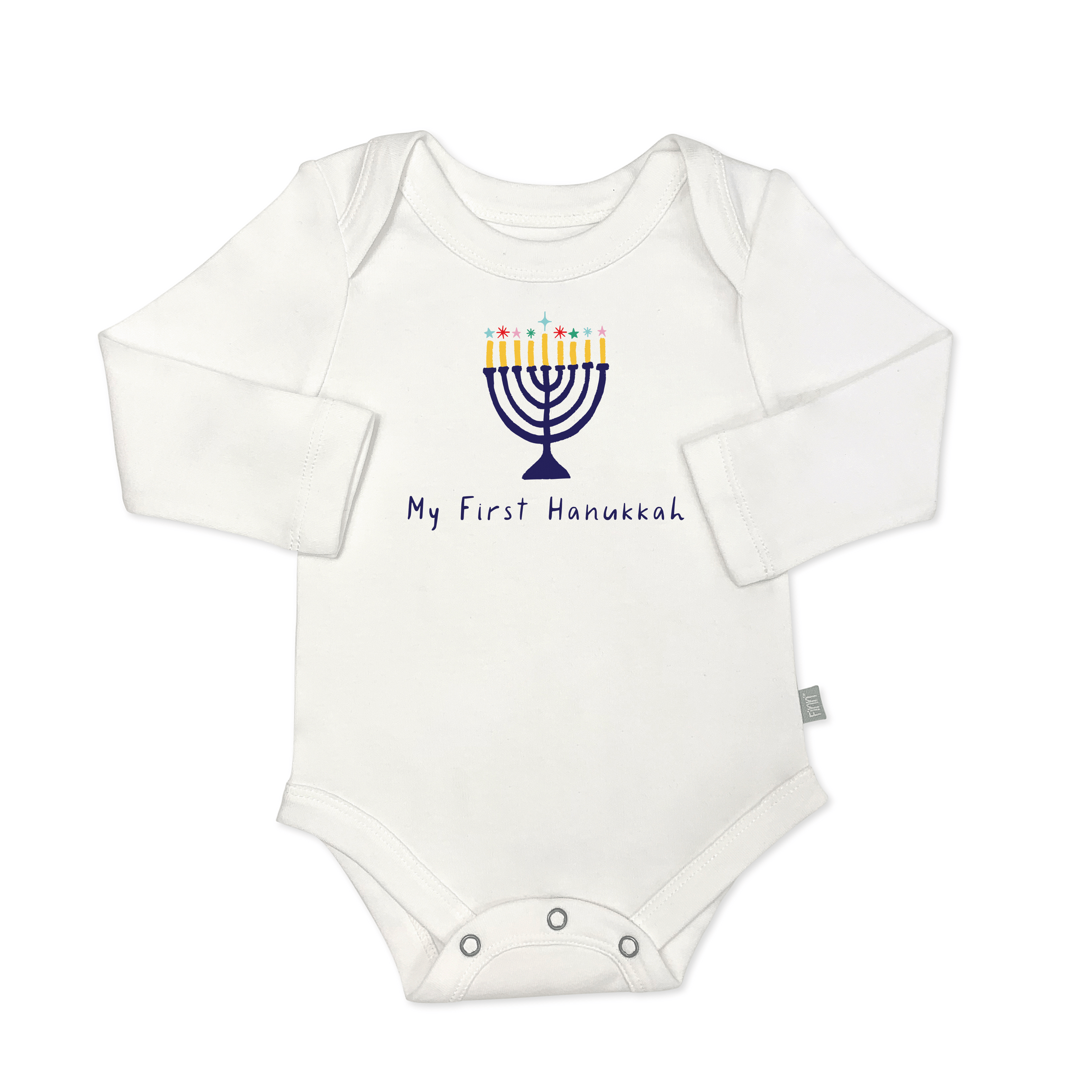 long sleeve graphic bodysuit | my first hanukkah - Aaria Tees Aaria Tees