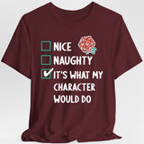 Naughty & Nice Christmas DnD T-Shirt - Aaria Tees Aaria Tees