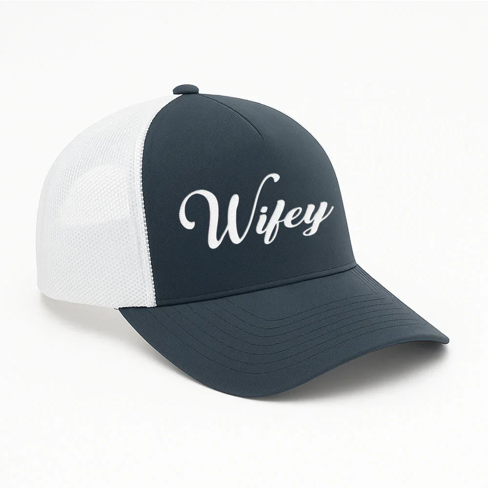 Embroidered Wifey Trucker Hat – Classic Mesh Cap for Wedding or Anniversary - Aaria Tees Aaria Tees