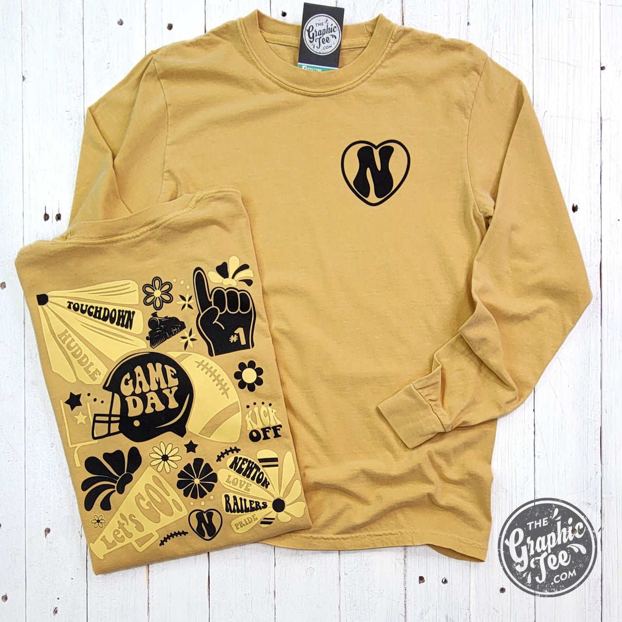 Newton Groovy Mustard Comfort Colors Long Sleeve Tee - Aaria Tees Aaria Tees