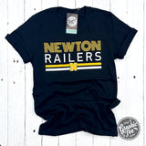 Newton Railers Multiline Print With N Black YOUTH Unisex Short Sleeve Tee - Aaria Tees Aaria Tees