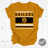 Newton Railers Stripes with Railerman YOUTH Antique Gold Short Sleeve Crewneck Tee - Aaria Tees Aaria Tees
