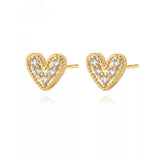 Nia Pave Heart Studs Aaria Tees