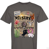 Country Music Whiskey and Cowboys Collage Design on Comfort Colors Unisex 1717 T Shirt - Aaria Tees Aaria Tees