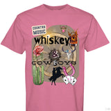 Country Music Whiskey and Cowboys Collage Design on Comfort Colors Unisex 1717 T Shirt - Aaria Tees Aaria Tees