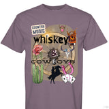 Country Music Whiskey and Cowboys Collage Design on Comfort Colors Unisex 1717 T Shirt - Aaria Tees Aaria Tees